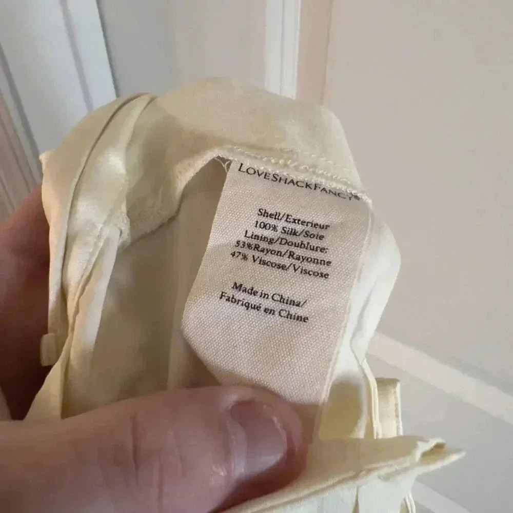 LoveShackFancy 100% Silk Cream Pants – Size 4 - Picture 6 of 7